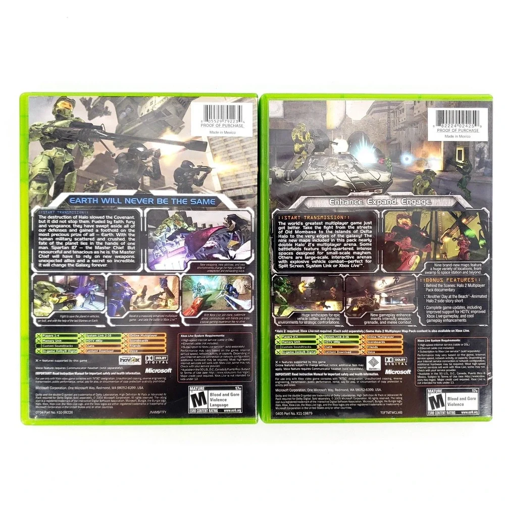 Halo 2 & Halo 2 Multiplayer Map Pack Microsoft Xbox No Manual Tested & Works